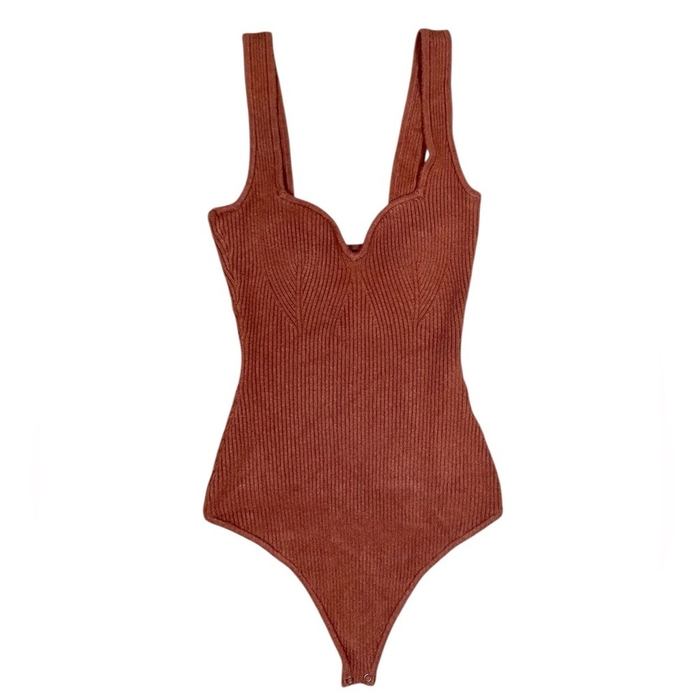 Abercrombie & Fitch Ribbed Knit Bodysuit Copper Size Small​​